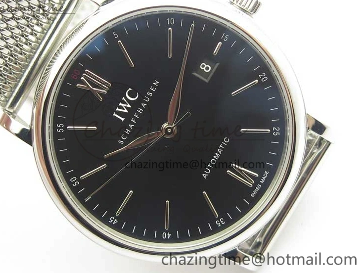 MIROTIME 0104 FastDry Portofino IW356501 SS V3 MK 1:1 Best Edition Black Dial On SS Mesh Bracelet MIYOTA 7195